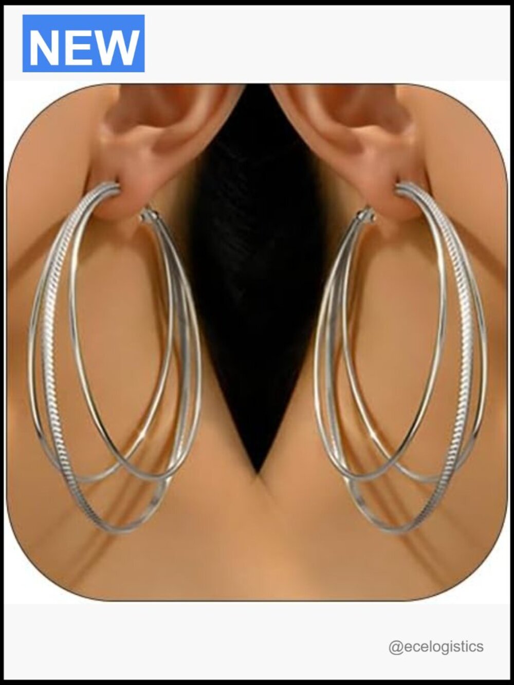 Three Layers Round Statement Dangle Earrings Layered Hoop Drop Geometric Gold